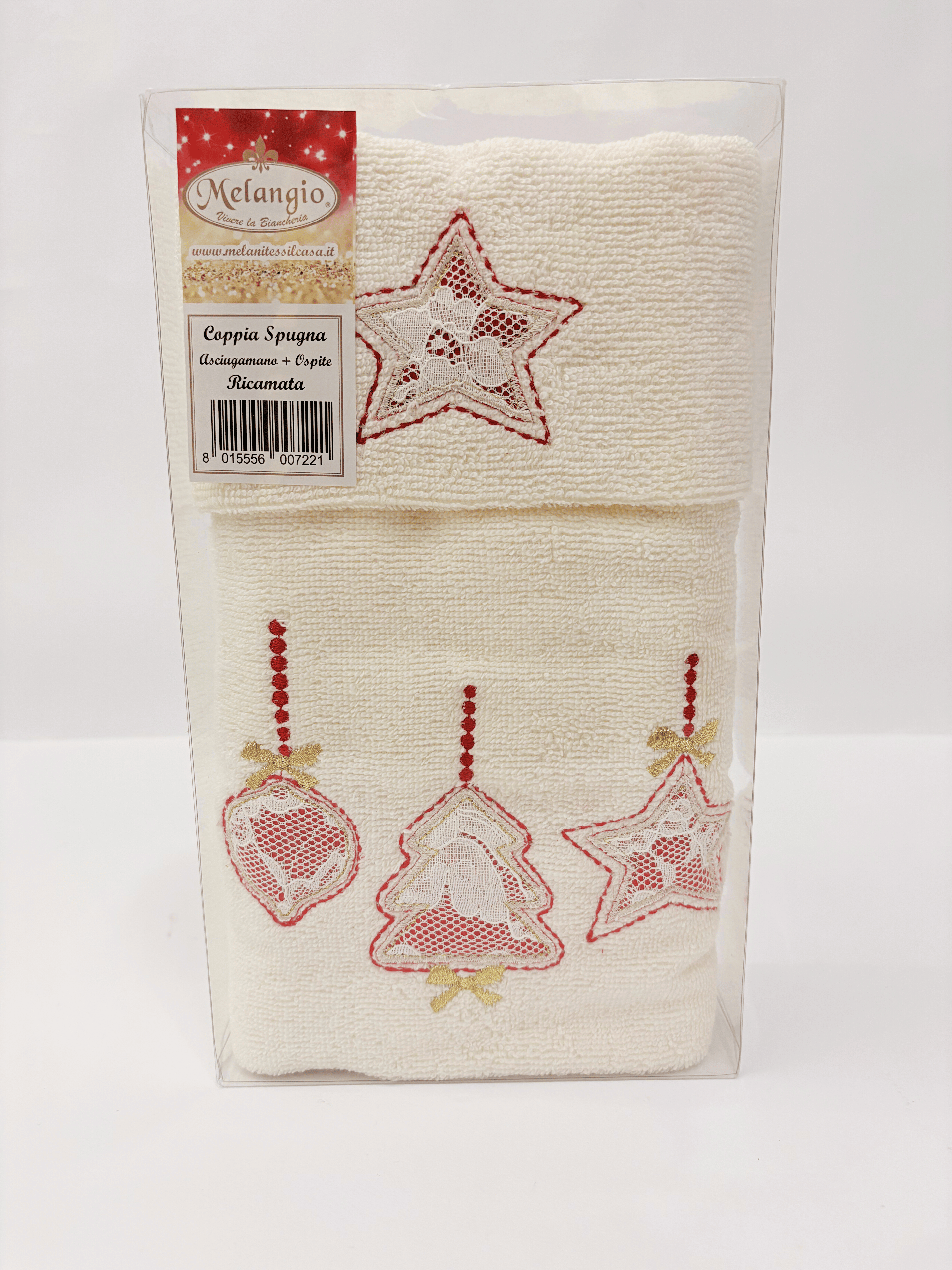 Coppia Asciugamani con ricamo decorazioni