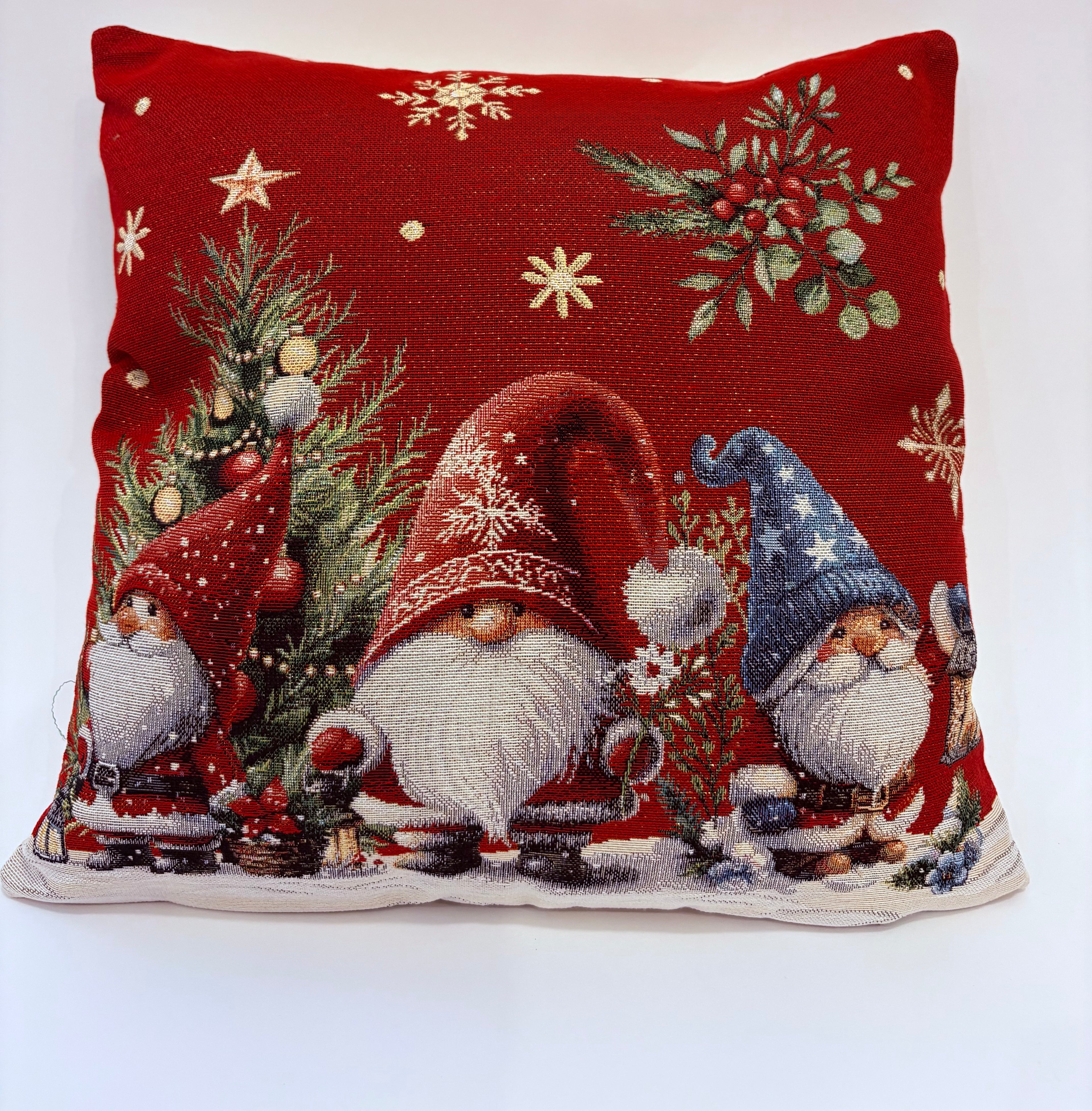 Copricuscino Gobelin gnomi rosso
