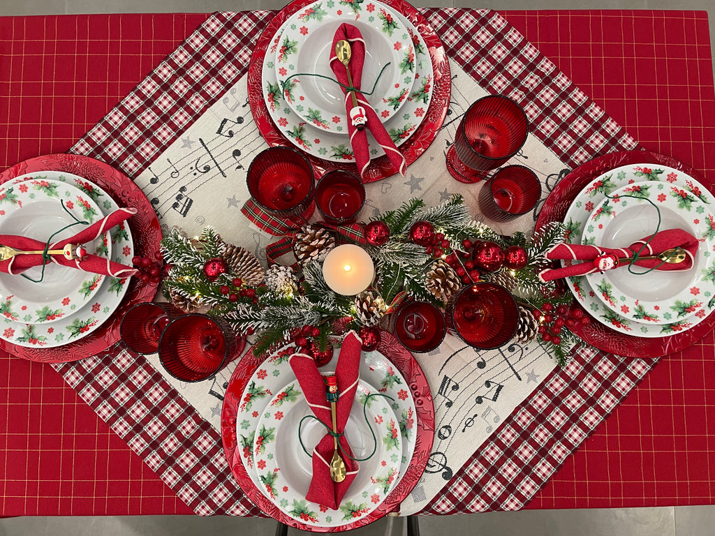 Tovaglia Rosso e Oro Scacchi