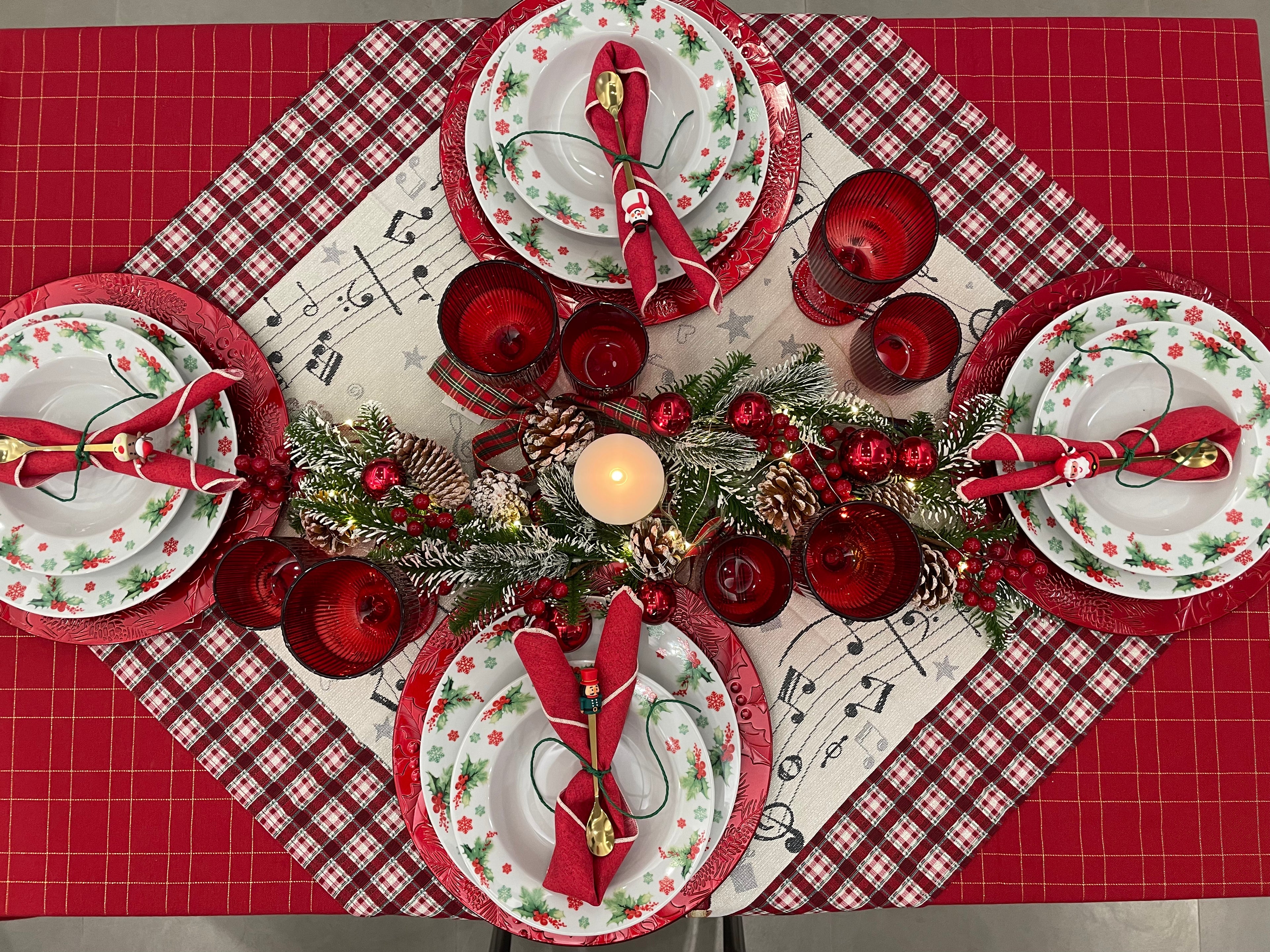 Tovaglia Rosso e Oro Scacchi